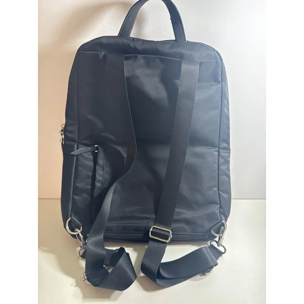 Targus California Black Nylon Backpack, Adjustable Straps orange lining 15”x13”